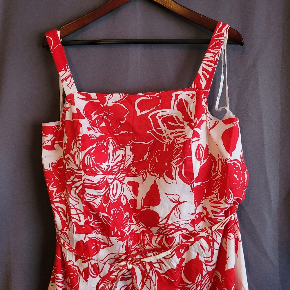 Red and White Floral Dress